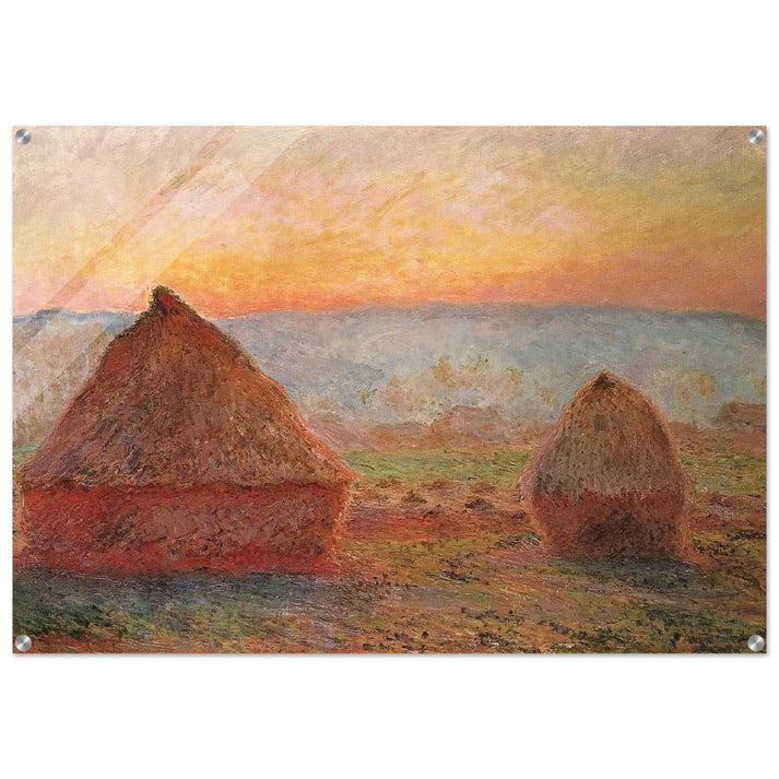 Grainstacks at Giverny, Sunset - claude monet Acrylic Print - 70x100 cm / 28x40″ inches