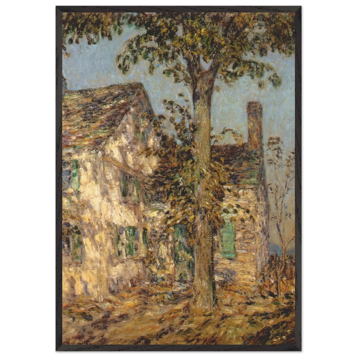 Sunlight on an Old House Putnam - Childe Hassam 70x100 cm / 28x40 inches Framed Art Print – Black Wooden Frame