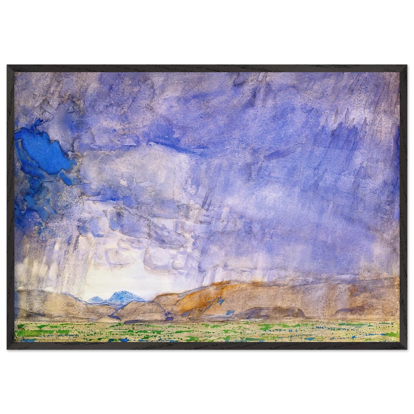 Thunderstorm on the Oregon Trail - Childe Hassam 70x100 cm / 28x40 inches Framed Art Print – Black Wooden Frame