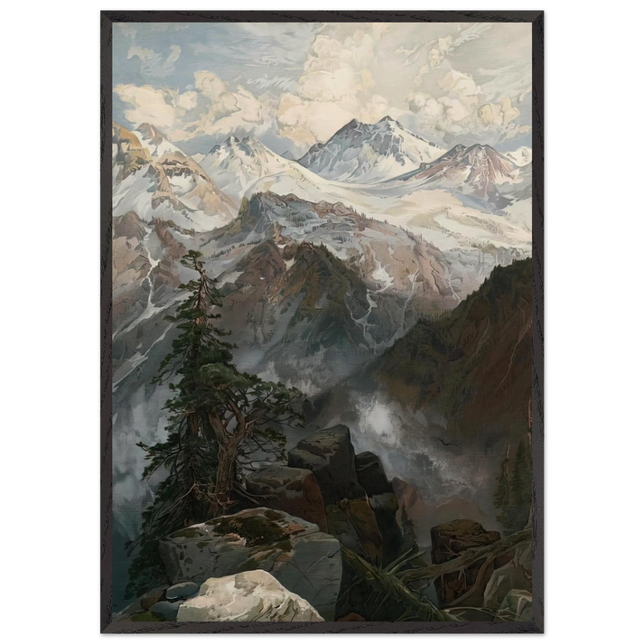 Summit of the Sierras Nevada - Thomas Moran 70x100 cm / 28x40 inches Framed Art Print – Black Wooden Frame