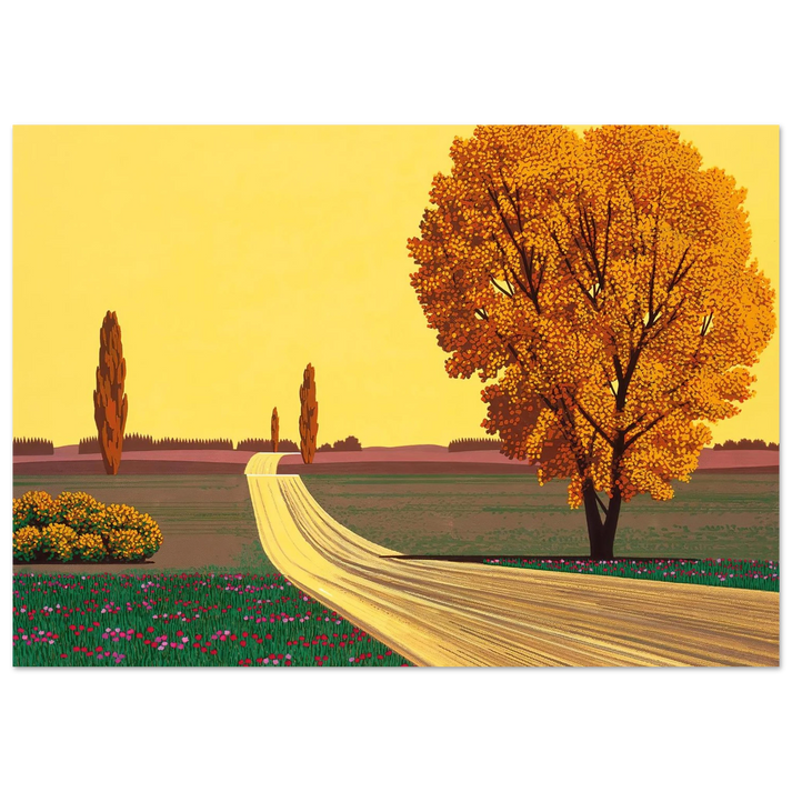 Hiroshi Nagai - Autumn Wall Art - 21x29.7 cm / 8x12" - Premium Wooden Framed Poster With Fine Art Paper - Black frame