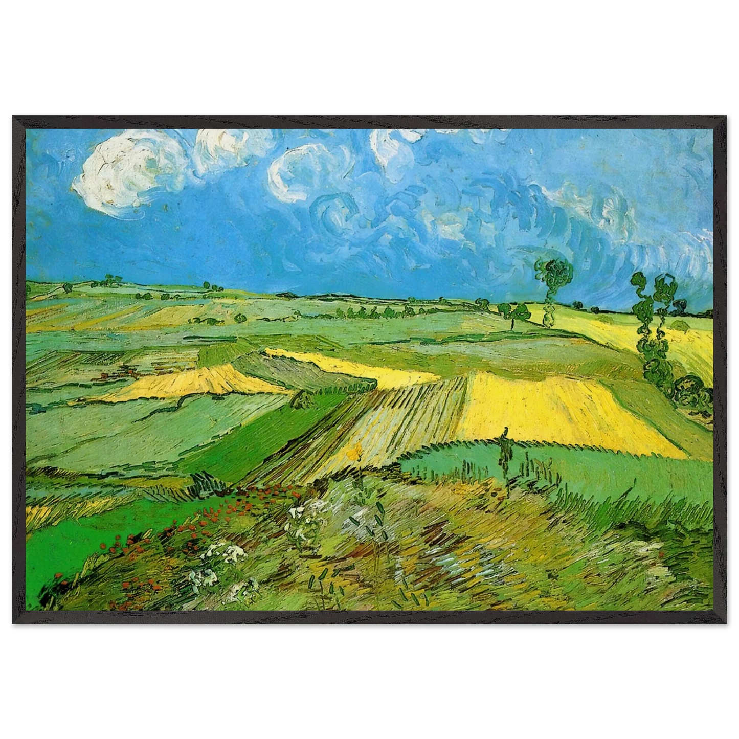 Wheat Fields at Auvers Under Clouded Sky - Vincent van Gogh Framed Art Print – Black Wooden Frame - Default Title - -Framed Art Print