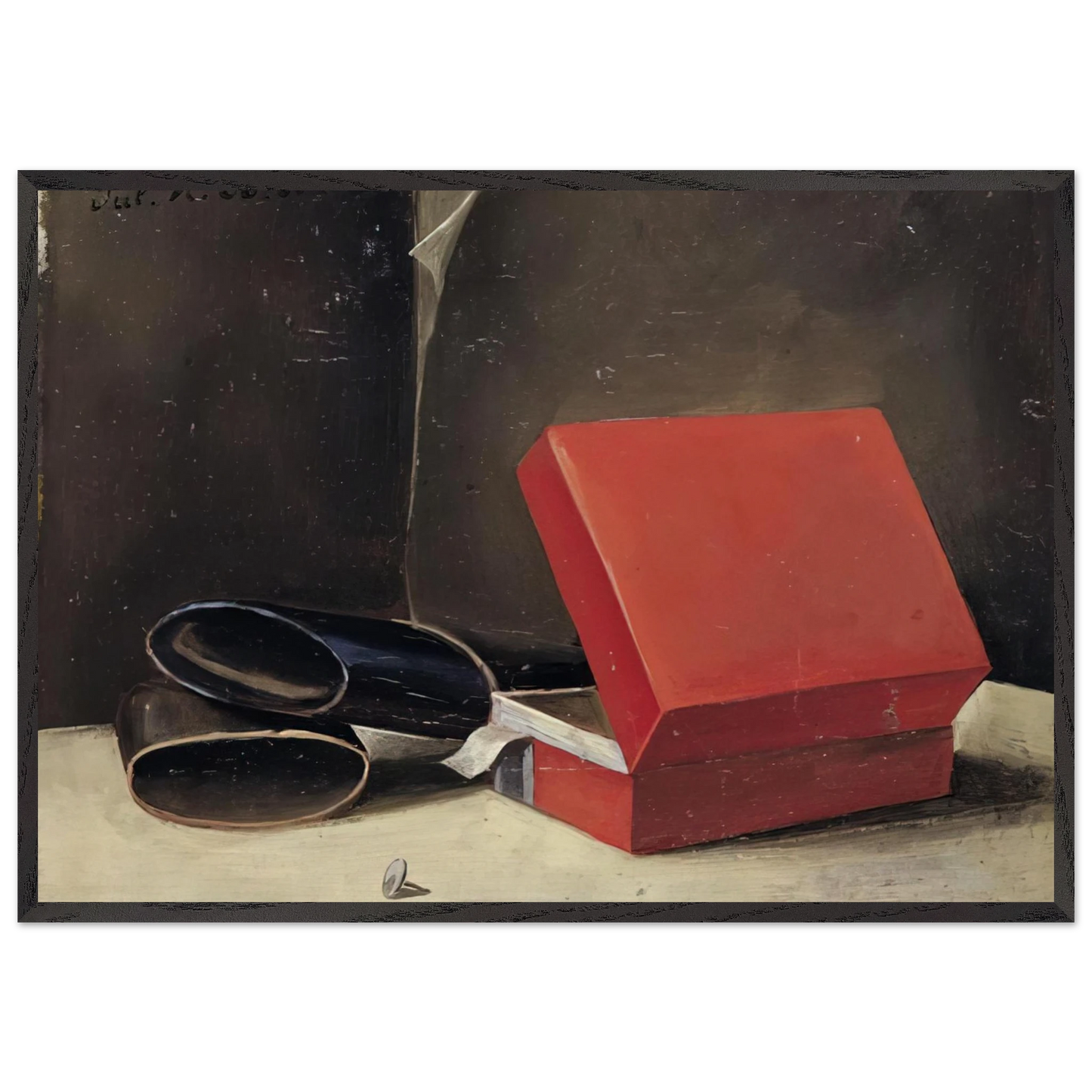 Scatola rossa con astuccio per occhiali - 1923 - Julius Bissier Framed Art Print – Black Wooden Frame - Default Title - -Framed Art Print