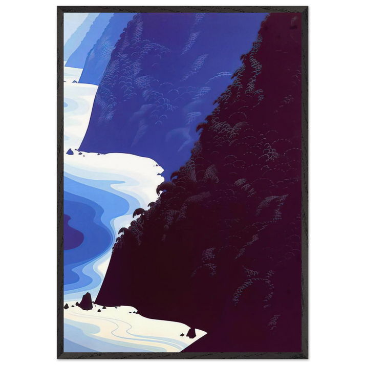 Blue Big Sur - Eyvind Earle 70x100 cm / 28x40 inches Framed Art Print – Black Wooden Frame