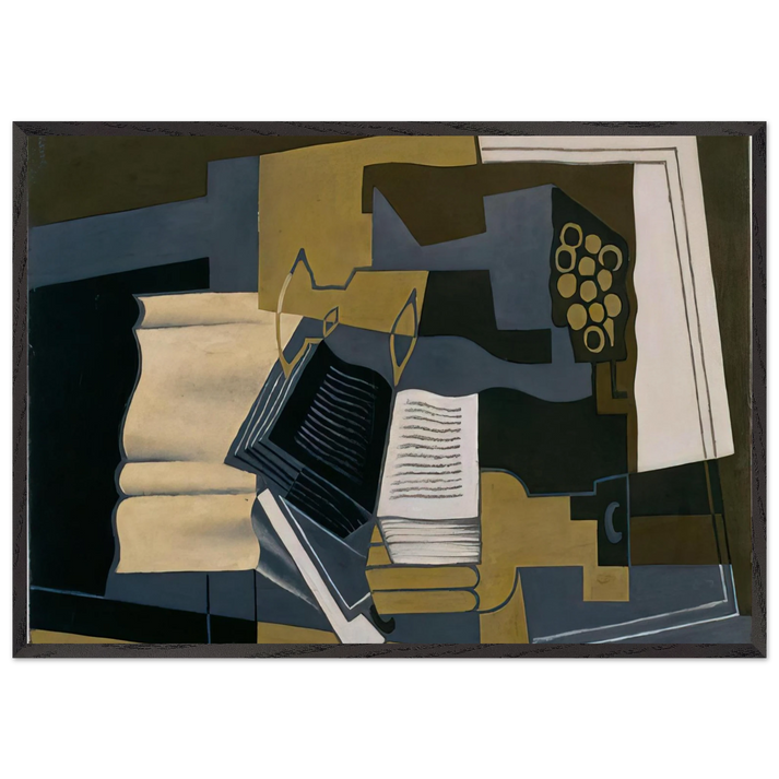 CARAFE AND BOOK 1920 - Juan Gris 70x100 cm / 28x40 inches Framed Art Print – Black Wooden Frame