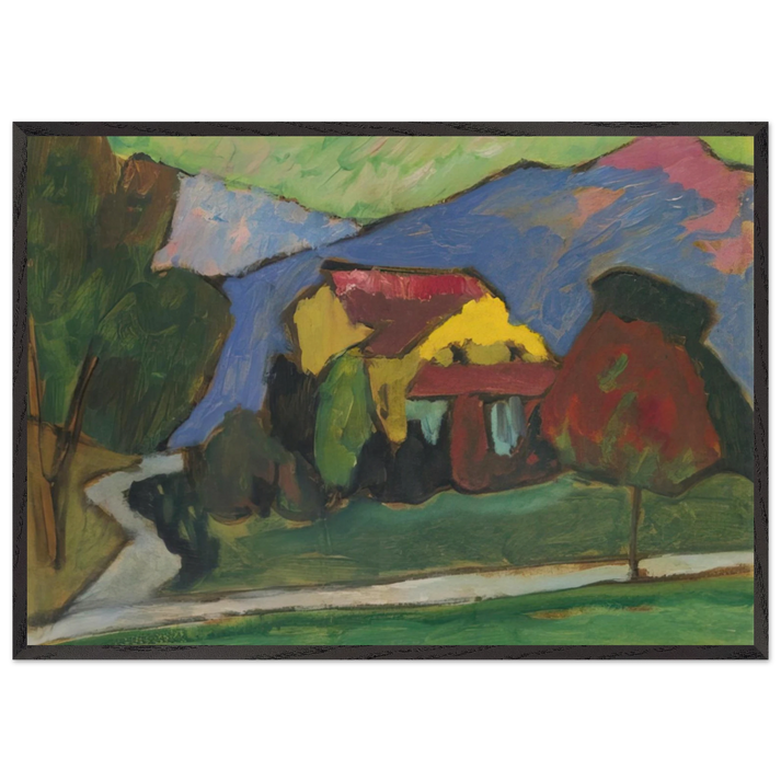 THE YELLOW HOUSE 1908 - Gabriele Munter 70x100 cm / 28x40 inches Framed Art Print – Black Wooden Frame