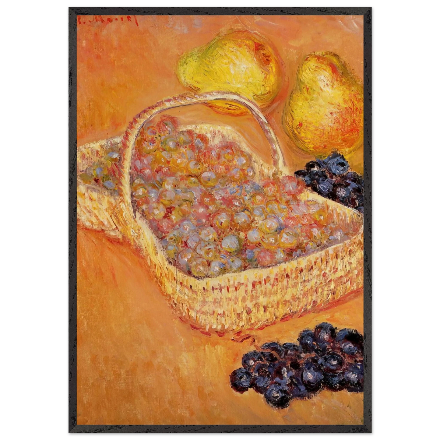Basket of Graphes Quinces and Pears - claude monet Framed Art Print – Black Wooden Frame - Default Title - -Framed Art Print