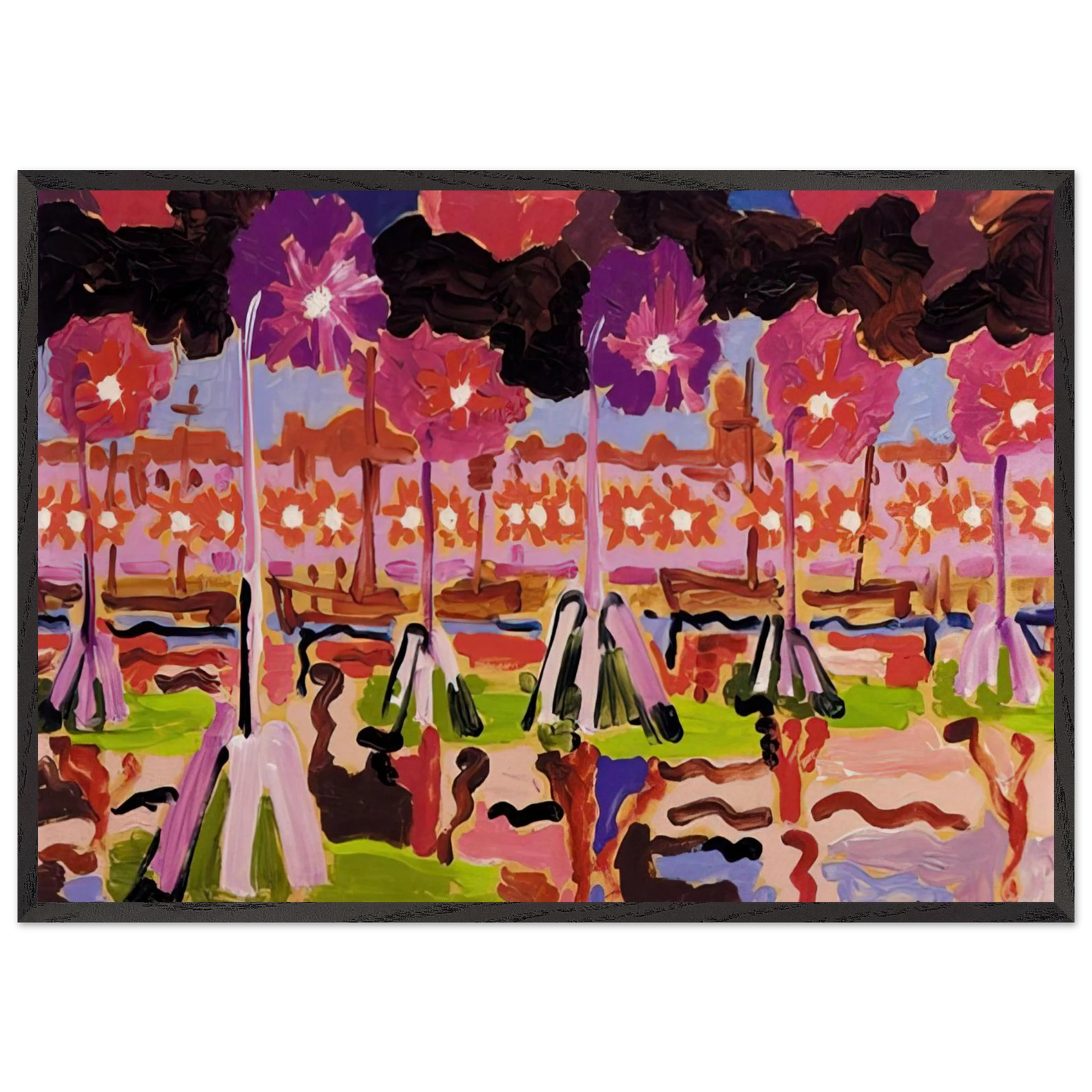 Quai a Venise - 1955 - Charles Lapicque 70x100 cm / 28x40 inches Framed Art Print – Black Wooden Frame