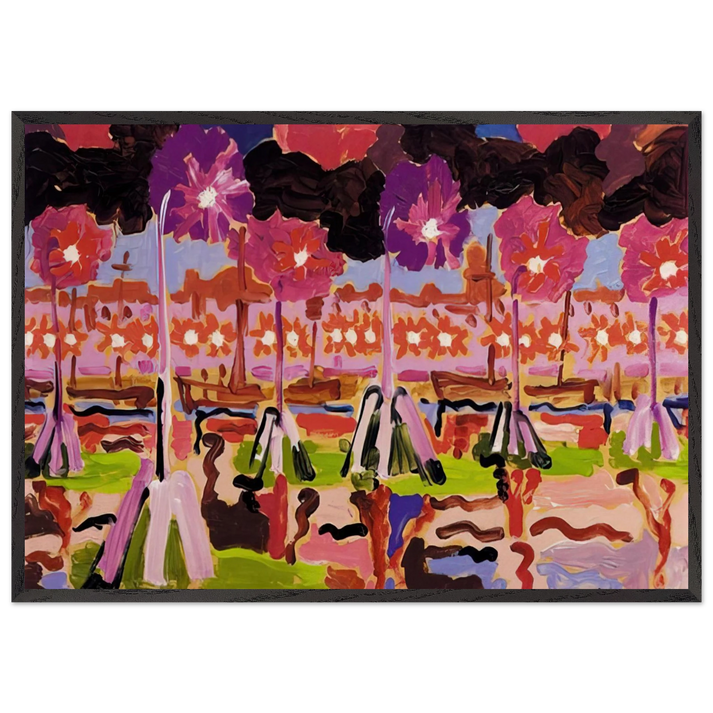 Quai a Venise - 1955 - Charles Lapicque 70x100 cm / 28x40 inches Framed Art Print – Black Wooden Frame