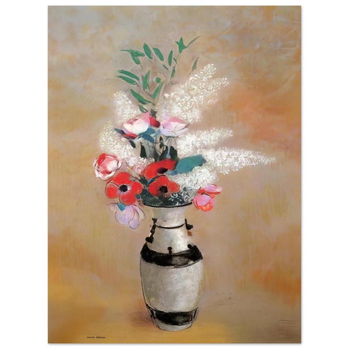 Odilon Redon - BOUQUET WITH WHITE LILIES IN A JAPANESE VASE 75x100 cm / 30x40inches Fine Art Poster