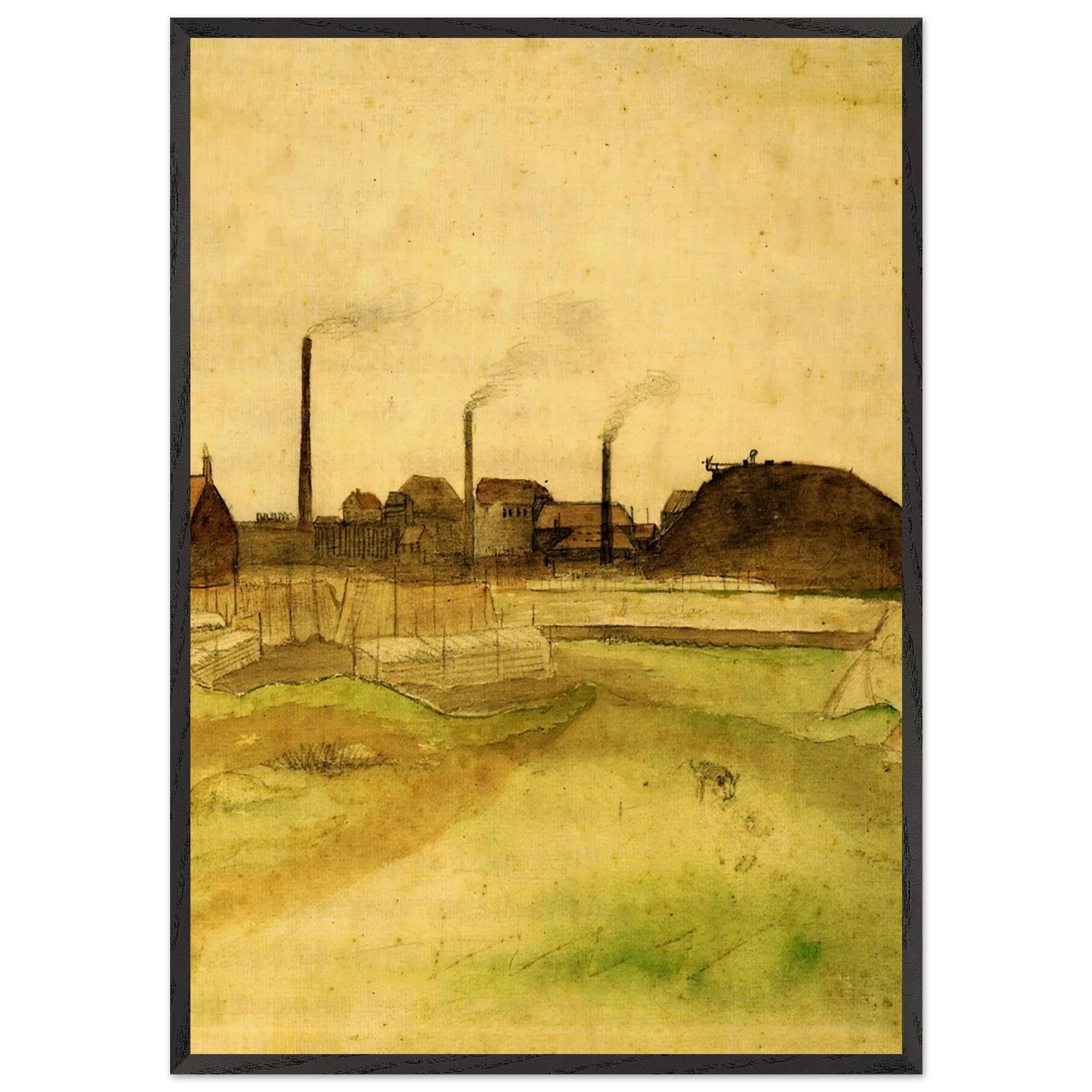 Coalmine in the Borinage - Vincent van Gogh Framed Art Print – Black Wooden Frame - Default Title - -Framed Art Print