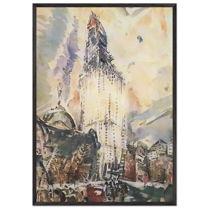 Woolworth Building No 28 - 1912 - John Marin 70x100 cm / 28x40 inches Framed Art Print – Black Wooden Frame