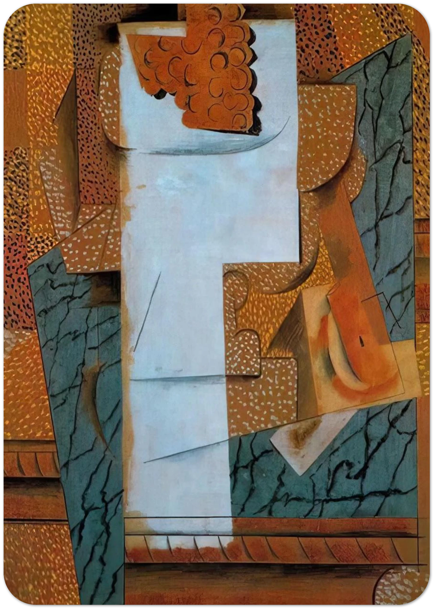 Fruit vase and bunch of grapes - 1914 By Pablo Picasso Pack of 10 Post Cards | Pablo Picasso Post Cards | A6 (10.5 x 14.8 cm) - 4.1 x 5.8 inches