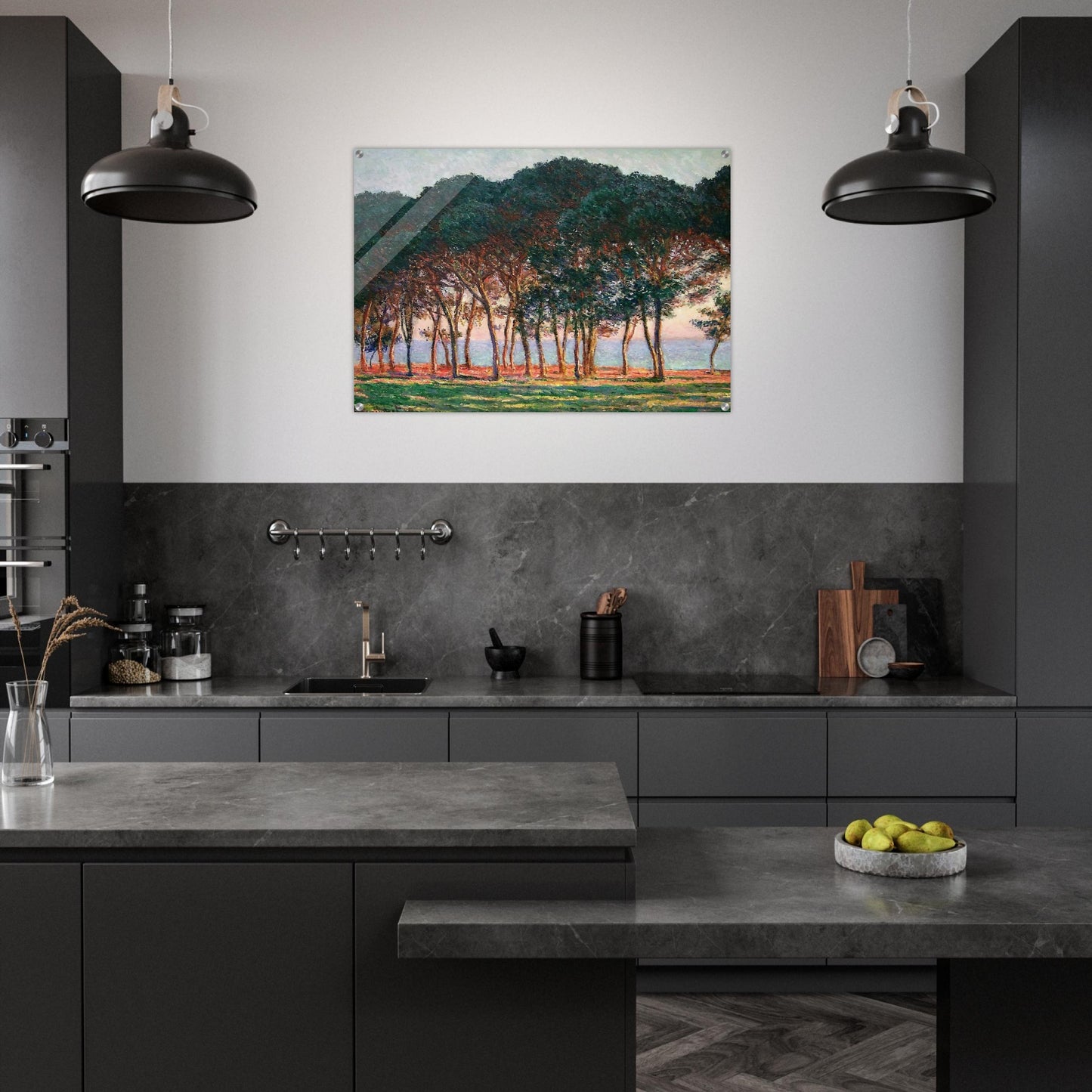 Under the Pine Trees at the End of the Day - claude monet Acrylic Print - 70x100 cm / 28x40″ inches