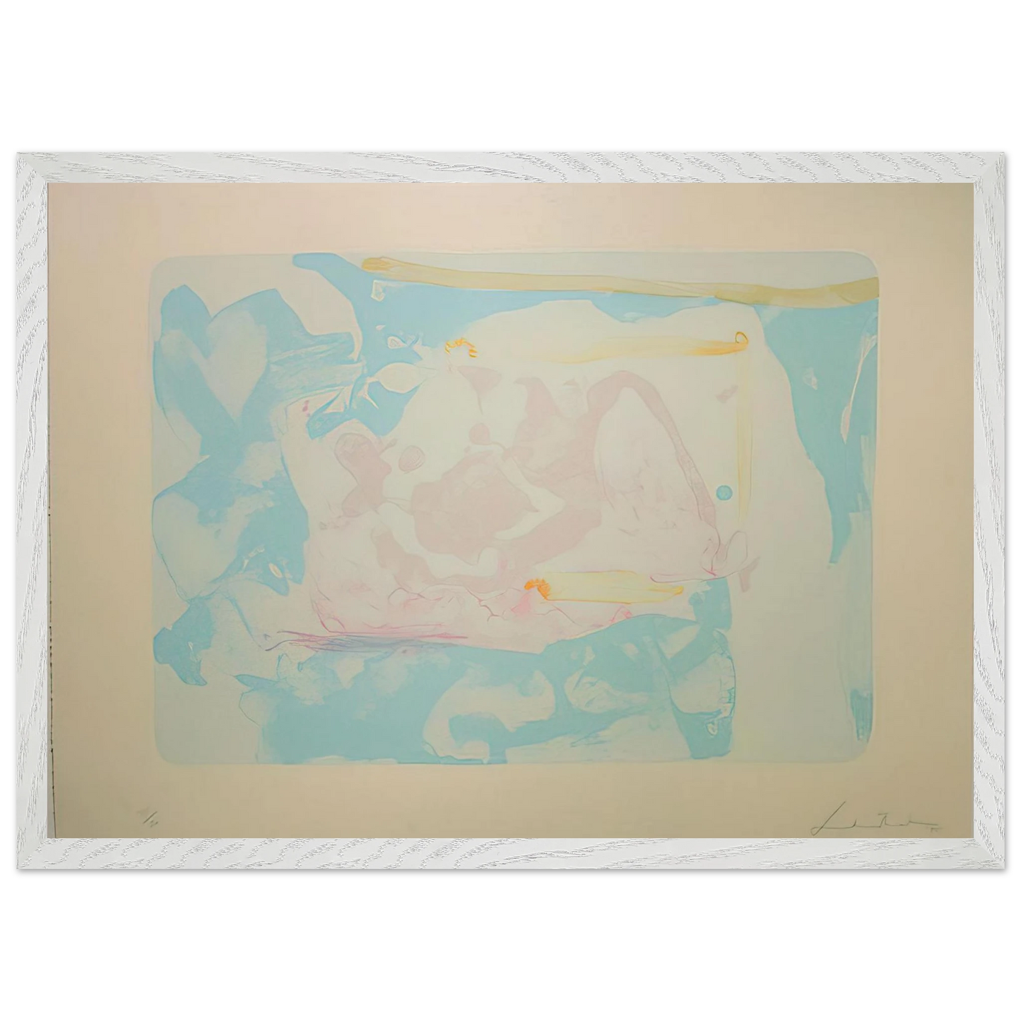 Helen Frankenthaler - Reflections III - 1995 Wall art - 27x35 cm / 11x14 inches - Premium Wooden Framed Poster With Fine Art Paper - White frame
