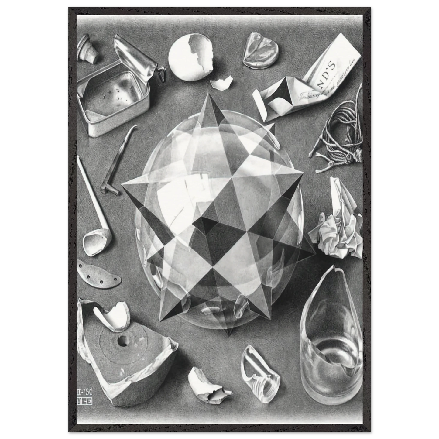 CONTRAST ORDER AND CHAOS - MC Escher Framed Art Print – Black Wooden Frame - Default Title - -Framed Art Print