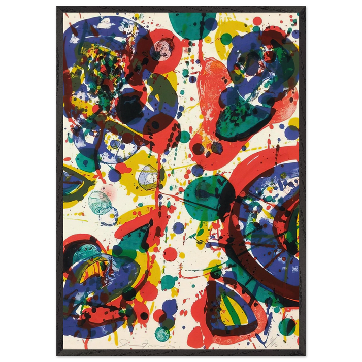 Firework - Sam Francis 70x100 cm / 28x40 inches Framed Art Print – Black Wooden Frame