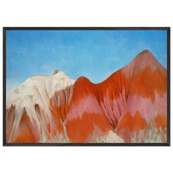 Series near abiquiu New Mexico - Hills to the left - Georgia OKeeffe 70x100 cm / 28x40 inches Framed Art Print – Black Wooden Frame