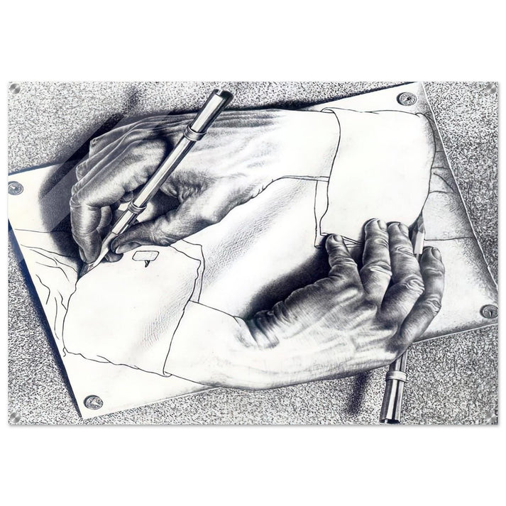 DRAWING HANDS - MC Escher Acrylic Print - 70x100 cm / 28x40″ inches | Maurits Cornelis Escher Prints