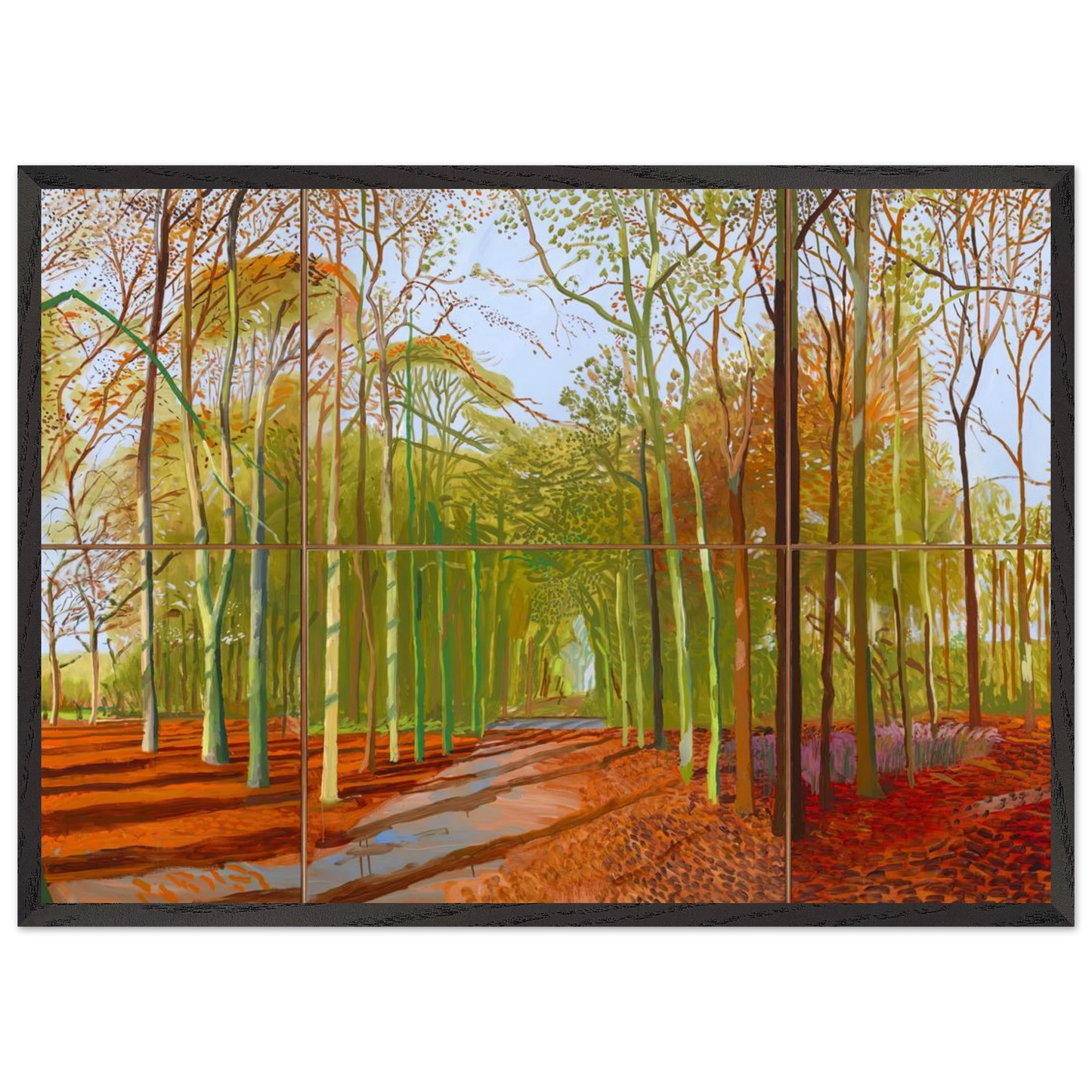 David Hockney - Woldgate Woods, 21, 23 & 29 November 2006 - A3 (29.7 x 42 cm) - Premium Wooden Framed Poster With Fine Art Paper-canvas - Black frame