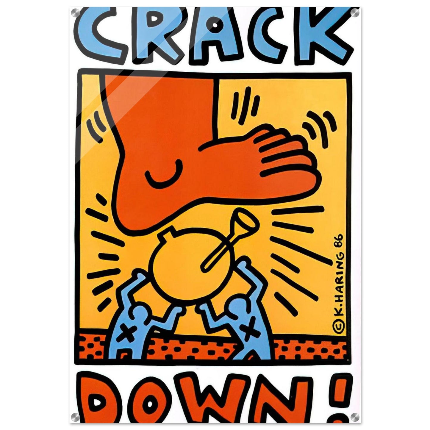 CRACK DOWN 1986 - Keith Haring Acrylic Print - 70x100 cm / 28x40″ inches
