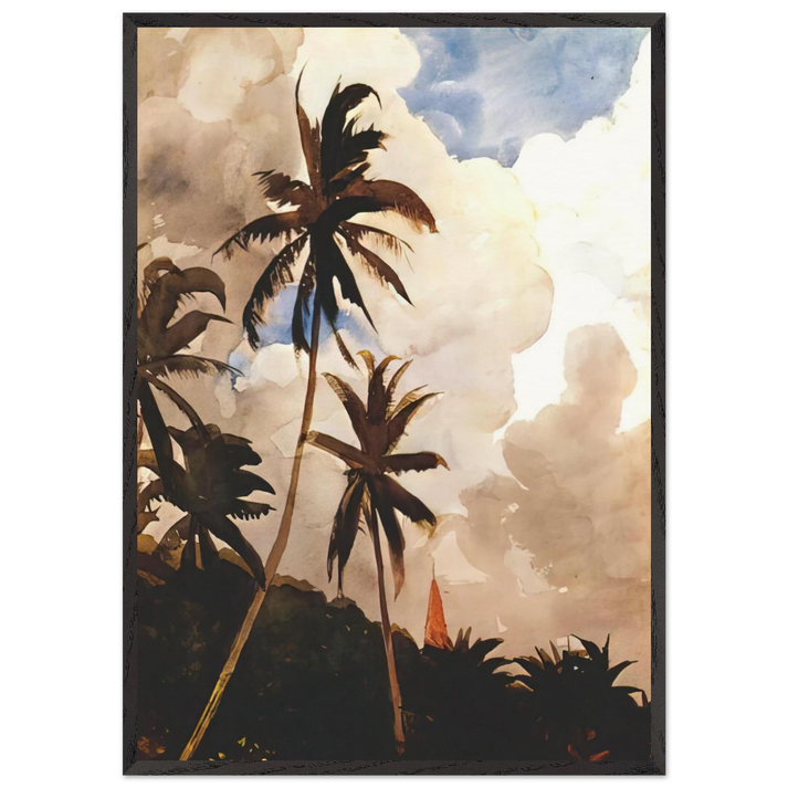 PALM TREES BAHAMAS - Winslow Homer 70x100 cm / 28x40 inches Framed Art Print – Black Wooden Frame