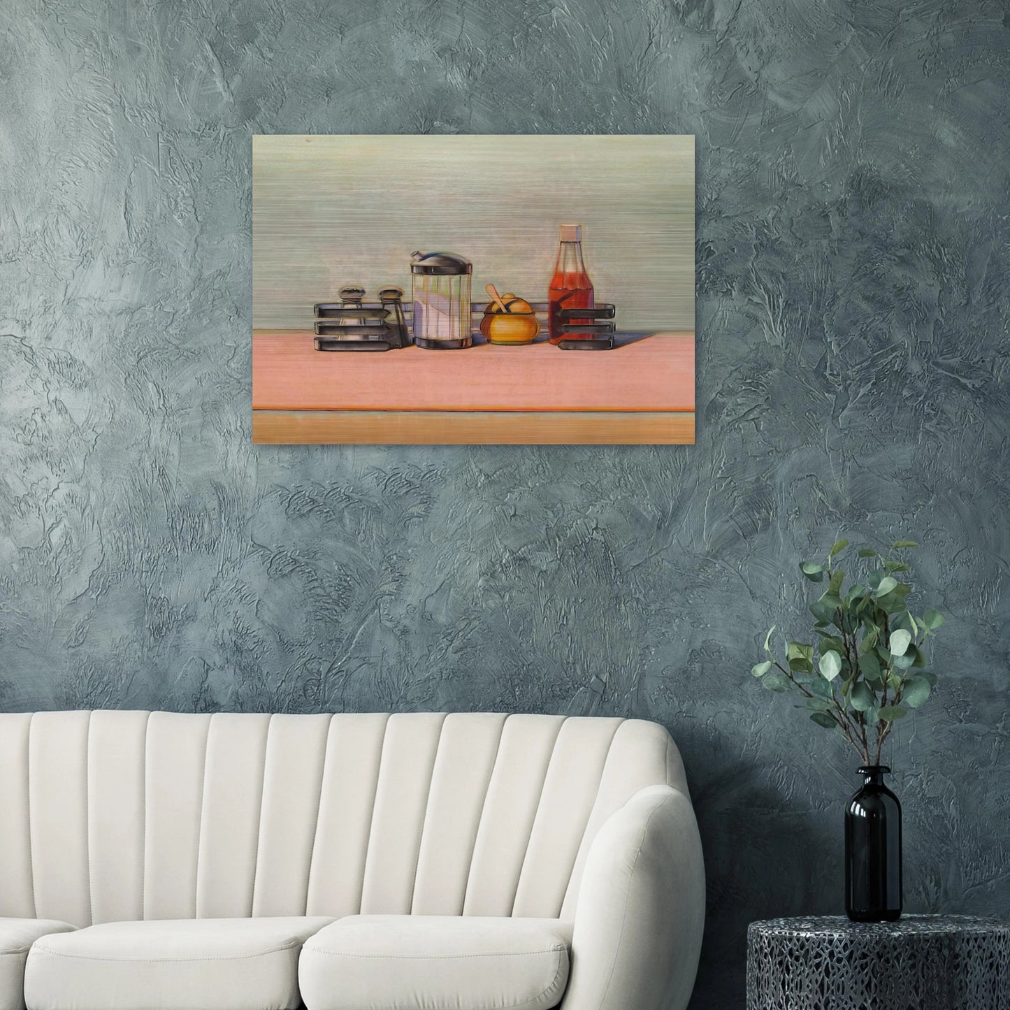 Caged Condiments - 2000 - Wayne Thiebaud Brushed Aluminum Print - 70x100 cm / 28x40 inches | Wayne Thiebaud Aluminum Print | Wayne Thiebaud Prints