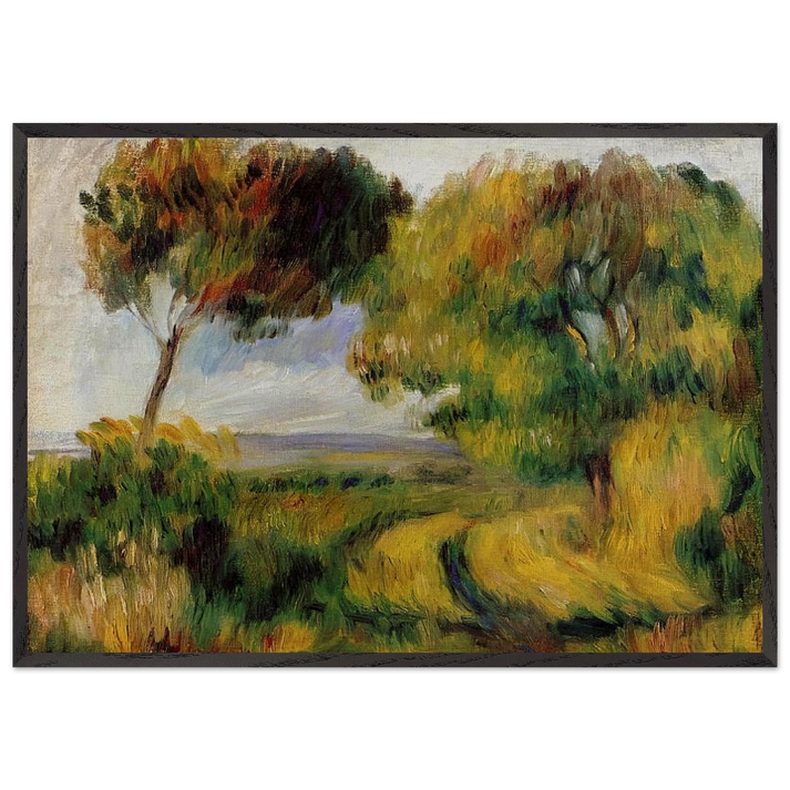 Breton Landscape Trees and Moor - Pierre-Auguste Renoir 70x100 cm / 28x40 inches Framed Art Print – Black Wooden Frame