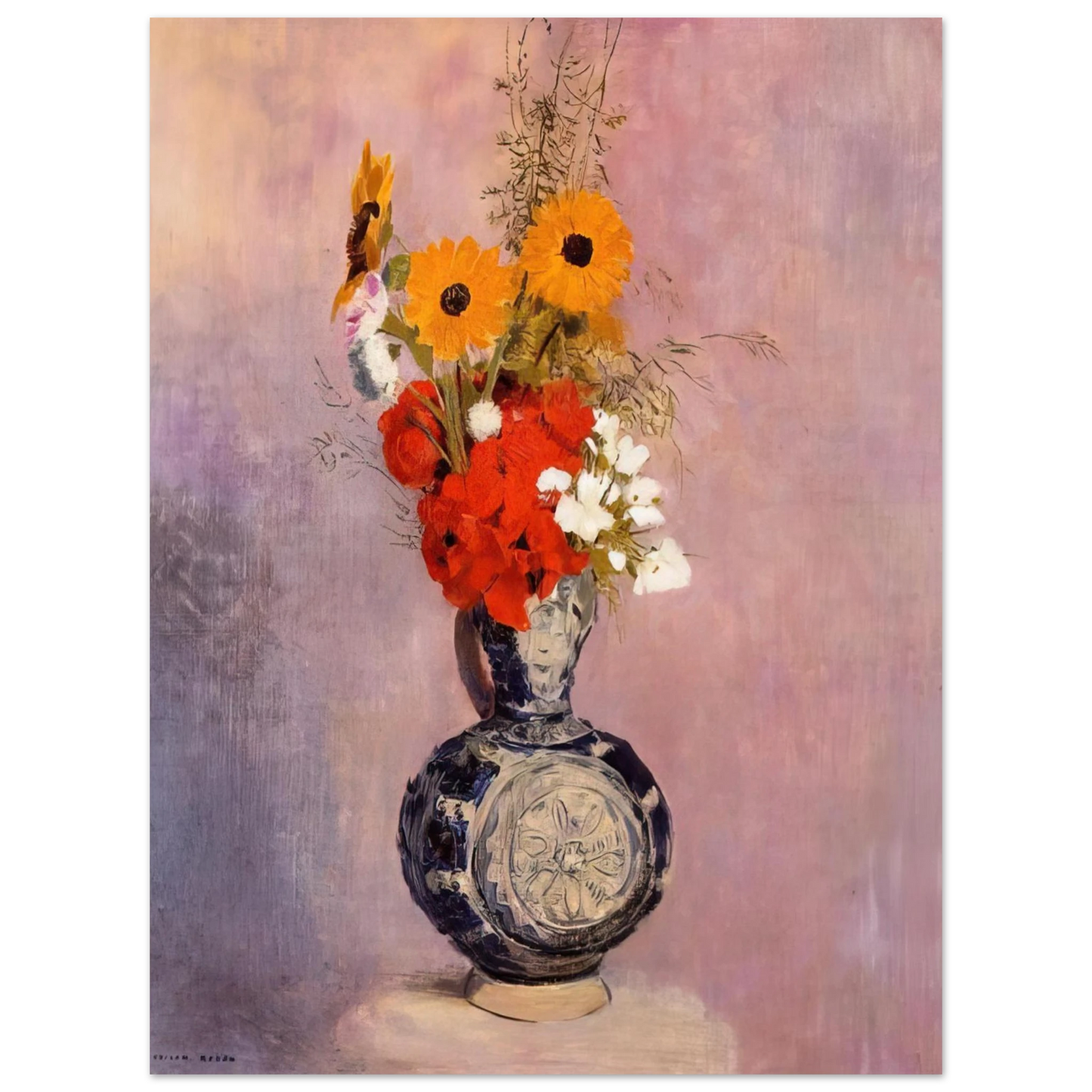 Odilon Redon - BOUQUET OF FLOWERS IN A BLUE VASE 2 Fine Art Poster - Default Title