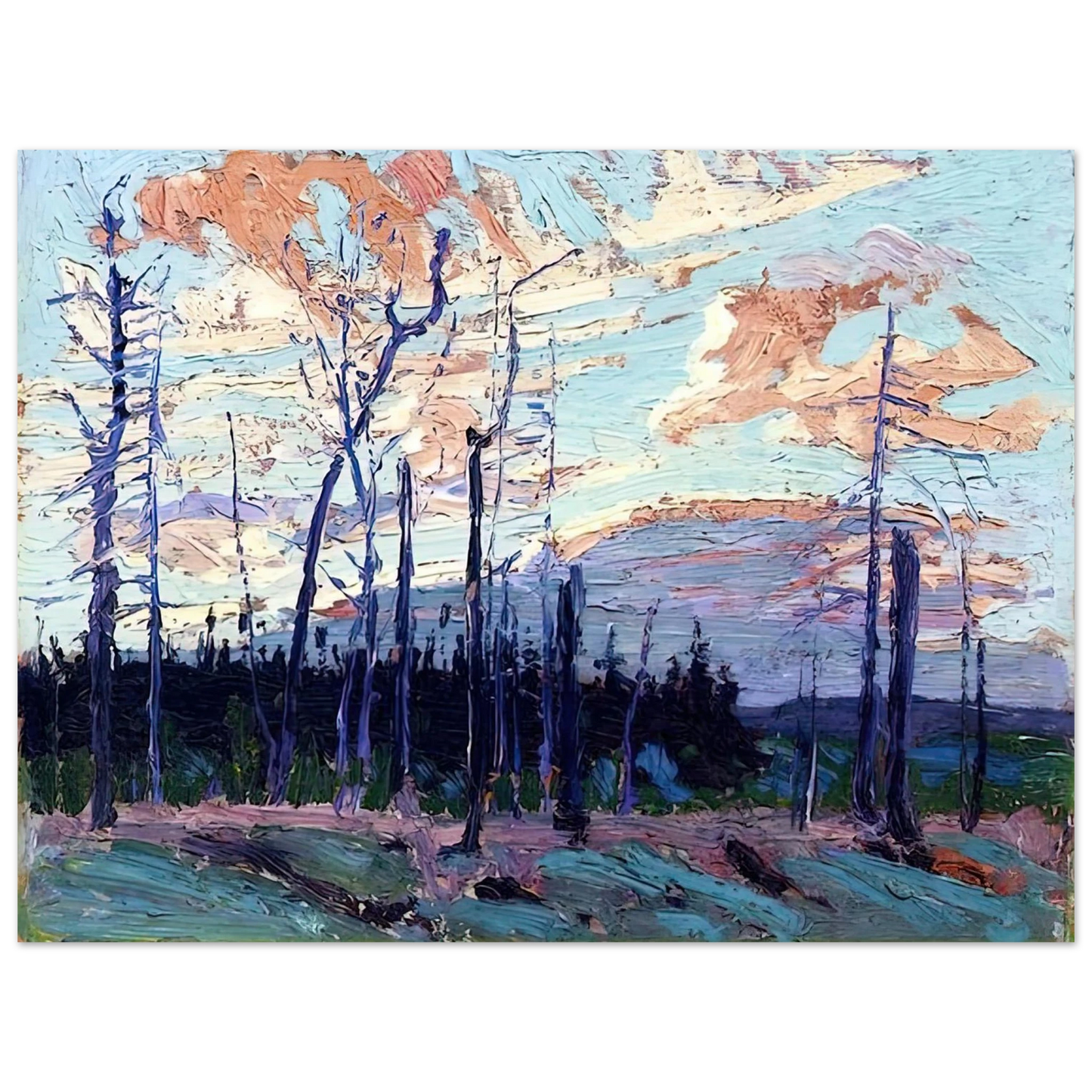 Tom Thomson - BURNT LAND AT SUNSET 1915 Fine Art Poster - Default Title