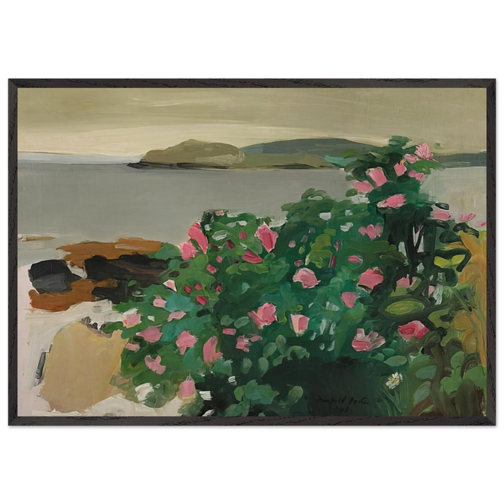 WILD ROSES 1961 - Fairfield Porter 70x100 cm / 28x40 inches Framed Art Print – Black Wooden Frame