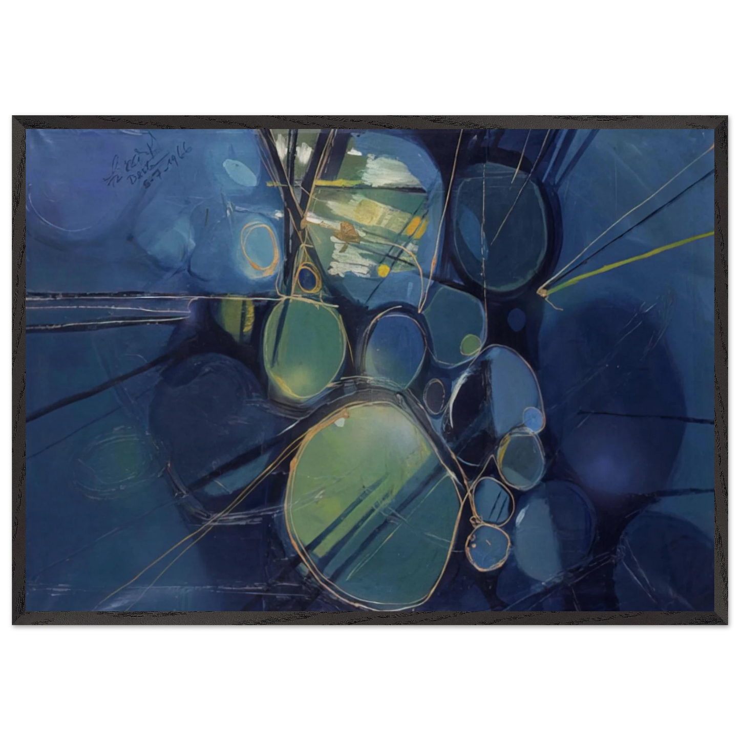 Green Abstract - 1966 - Gebre Kristos Desta 70x100 cm / 28x40 inches Framed Art Print – Black Wooden Frame