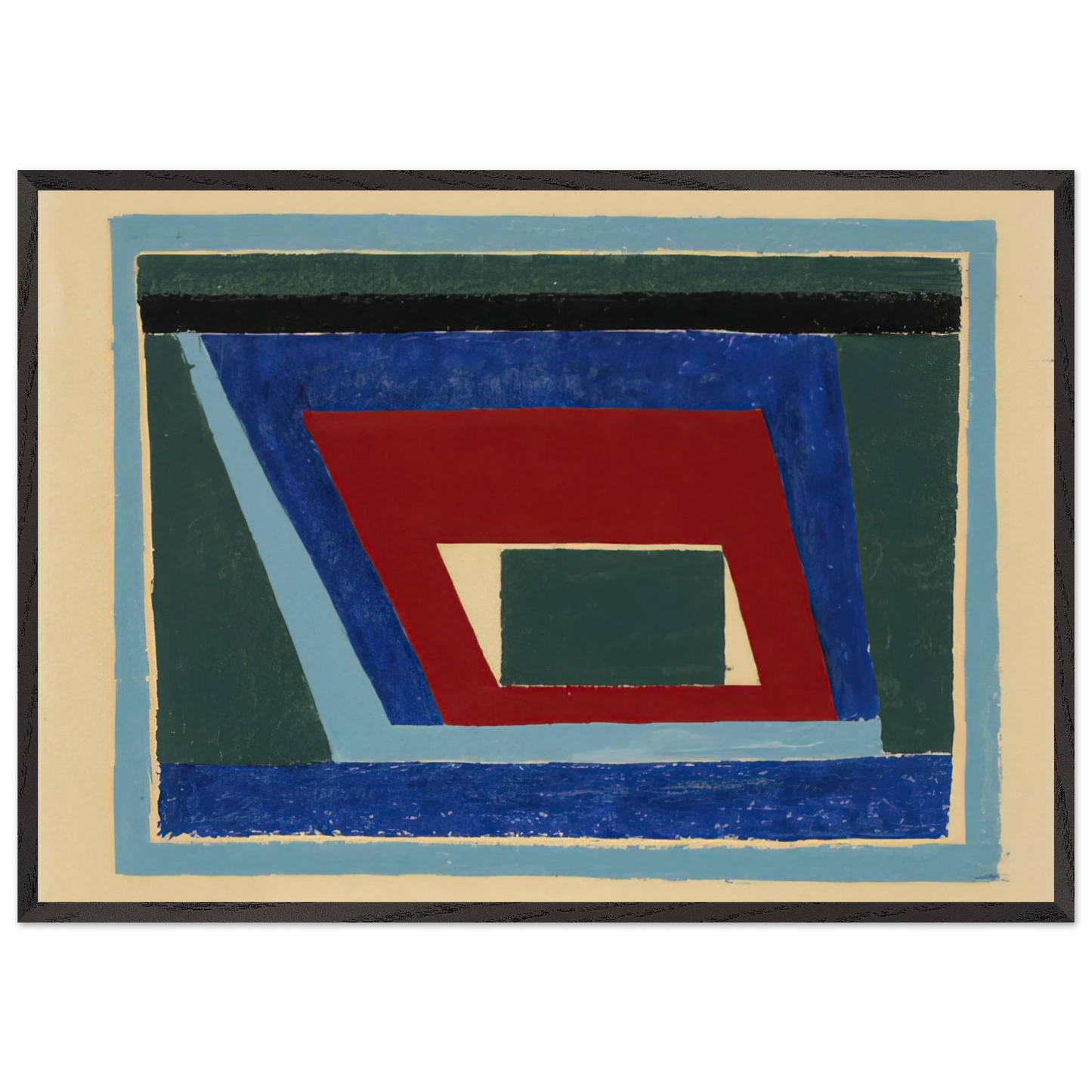UNTITLED ABSTRACTION MANTIC 1940 - Josef Albers 70x100 cm / 28x40 inches Framed Art Print – Black Wooden Frame