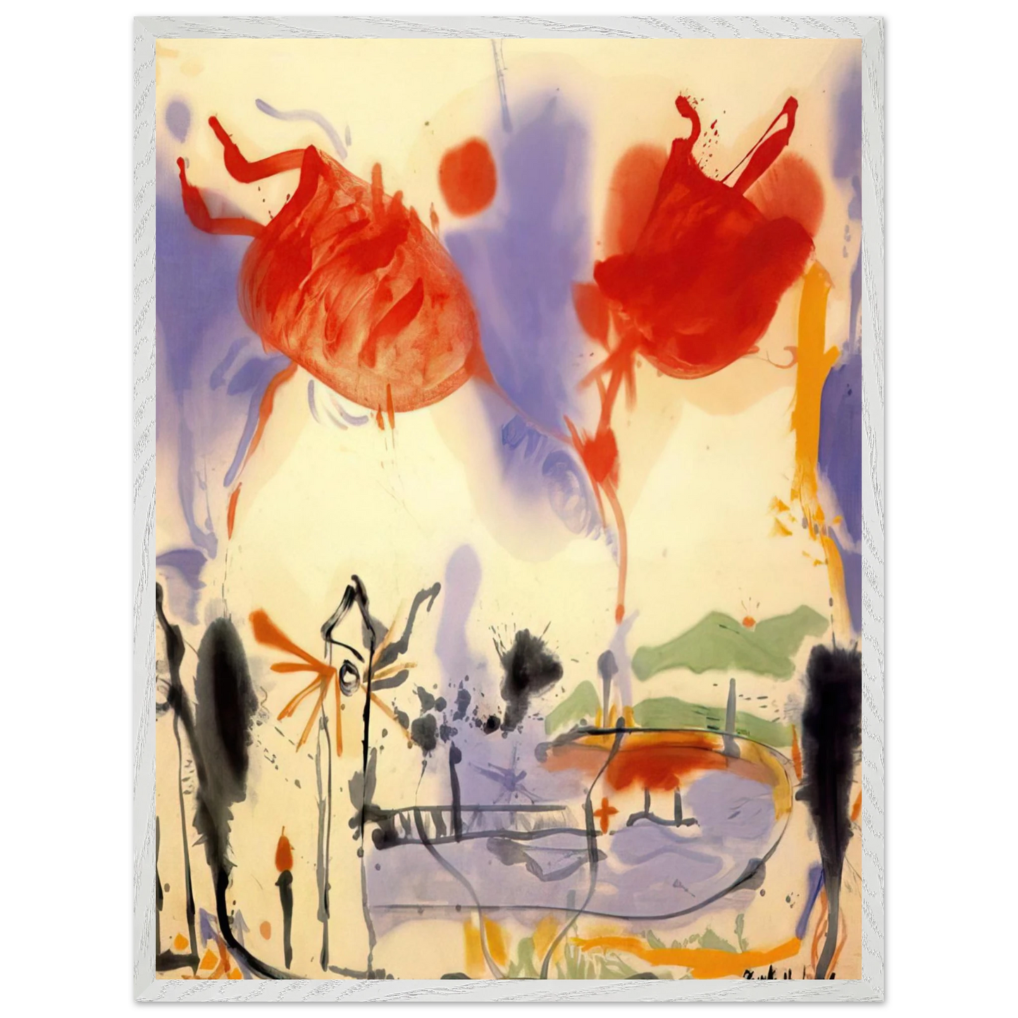Helen Frankenthaler - Round Trip - 1957 Wall art - 60x80 cm / 24x32 inches - Premium Wooden Framed Poster With Fine Art Paper - Black frame