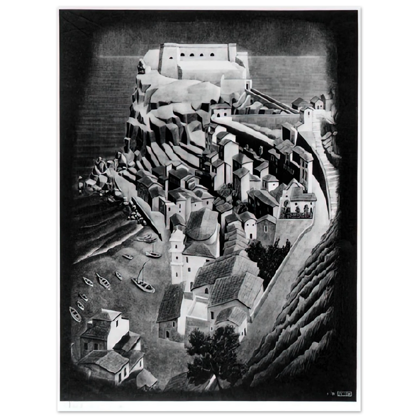 MC Escher - SCILLA CALABRIA JANUARY 1931 1931 Wall Art - 21x29.7 cm / 8x12" - Fine Art Poster - -