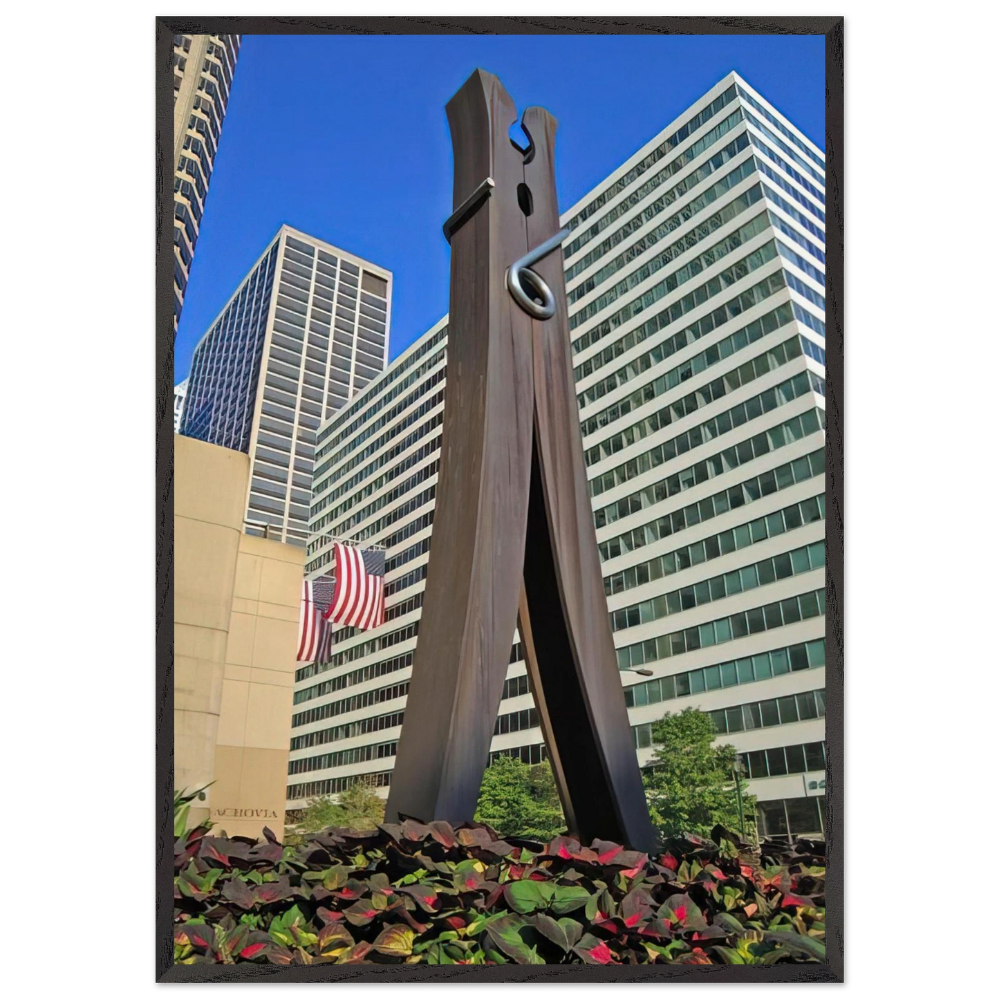 CLOTHESPIN 1976 - Claes Oldenburg 70x100 cm / 28x40 inches Framed Art Print – Black Wooden Frame