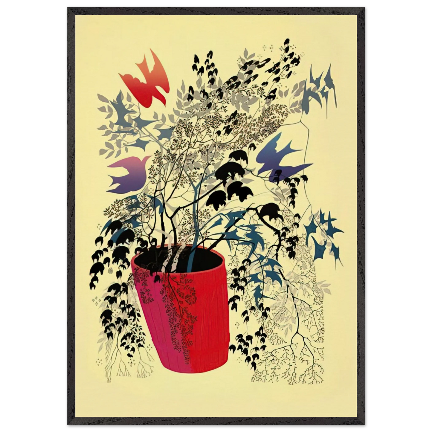 Red Barrell - Eyvind Earle 70x100 cm / 28x40 inches Framed Art Print – Black Wooden Frame