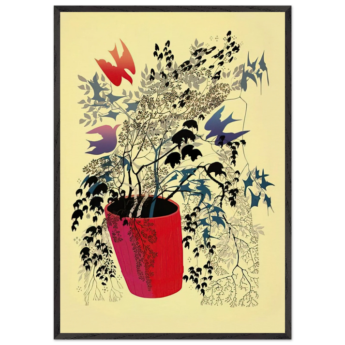 Red Barrell - Eyvind Earle 70x100 cm / 28x40 inches Framed Art Print – Black Wooden Frame