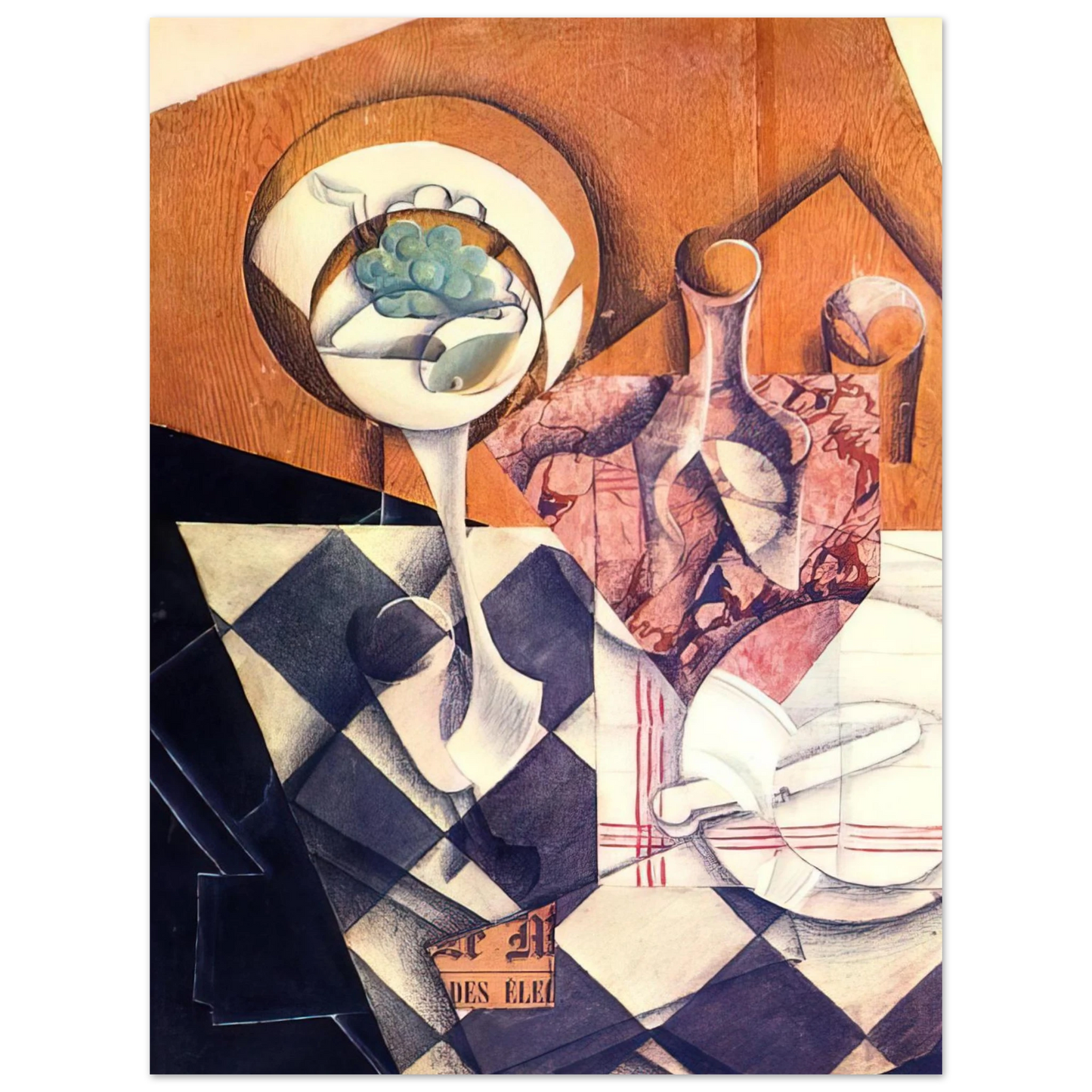 Juan Gris - FRUIT BOWL WITH BOTTLE 1914 Fine Art Poster - Default Title