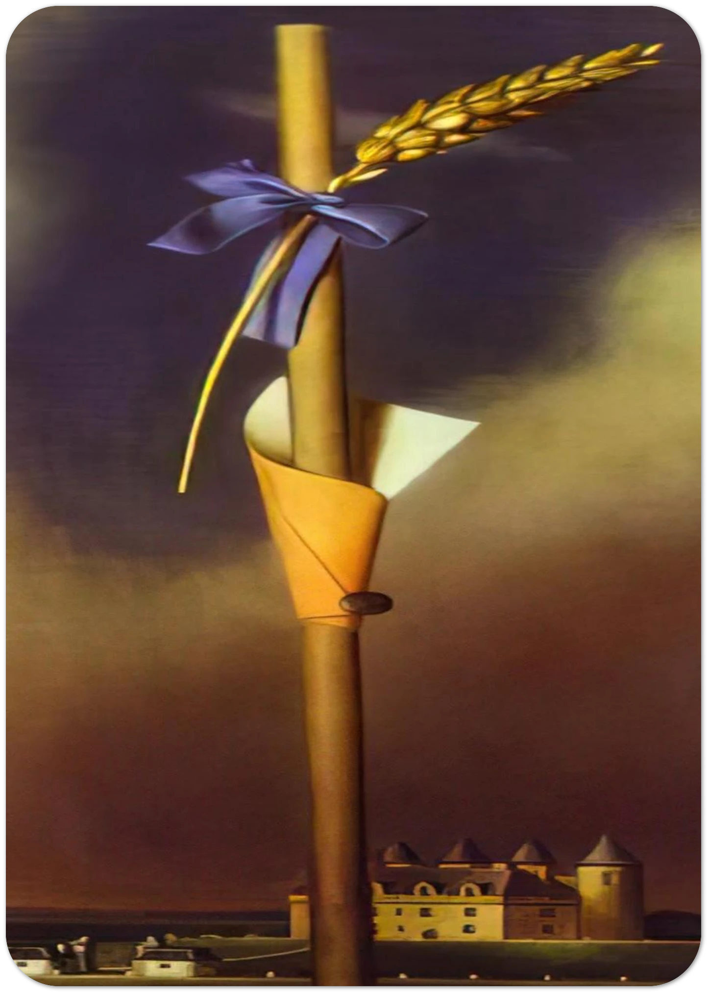 BLUE KNOT AND EAR OF WHEAT NEXT TO THE CASTLE By Salvador Dali Pack of 10 Post Cards | Salvador Dali Post Cards | A6 (10.5 x 14.8 cm) - 4.1 x 5.8 inches