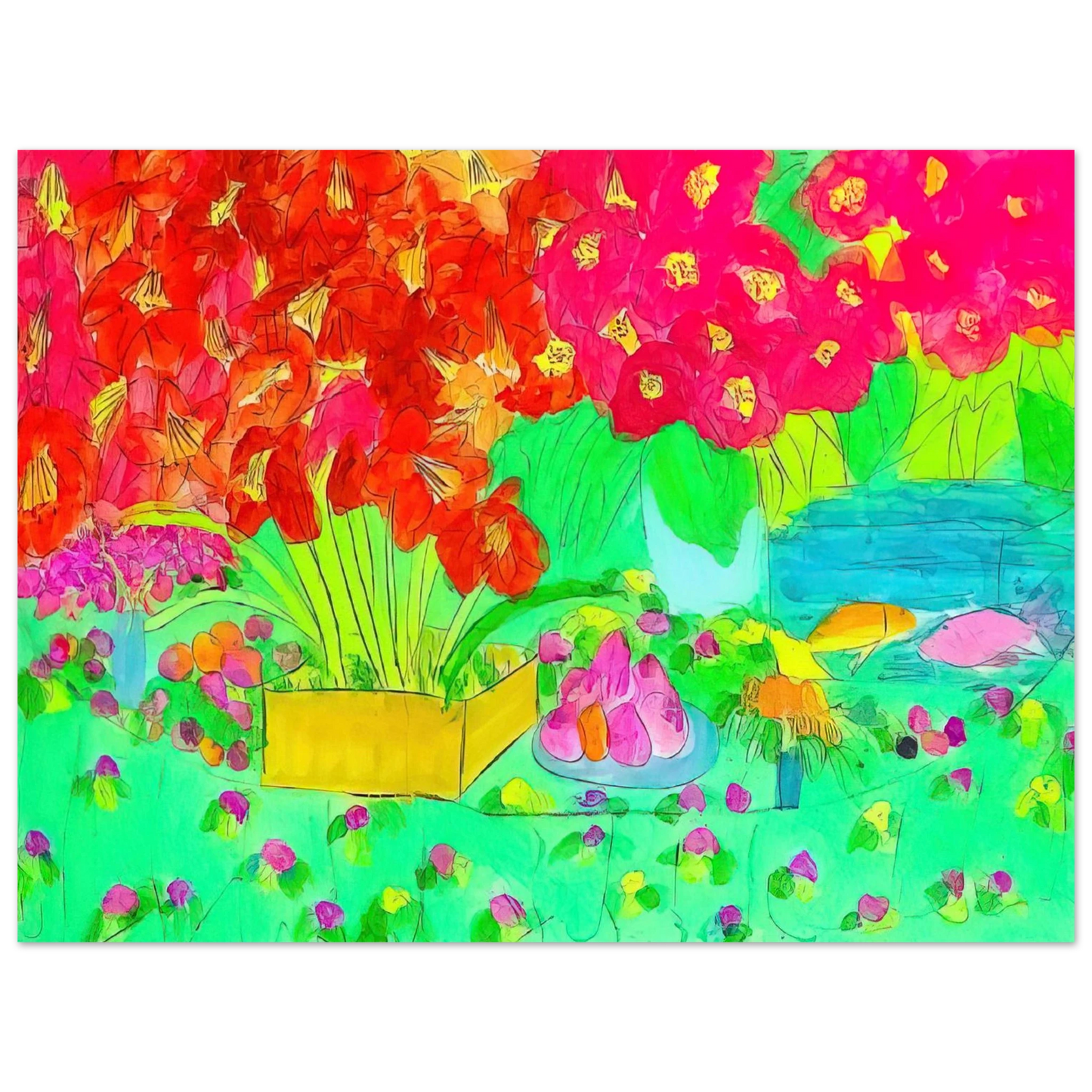 Walasse Ting - Rose Garden - 1990 Fine Art Poster - Default Title