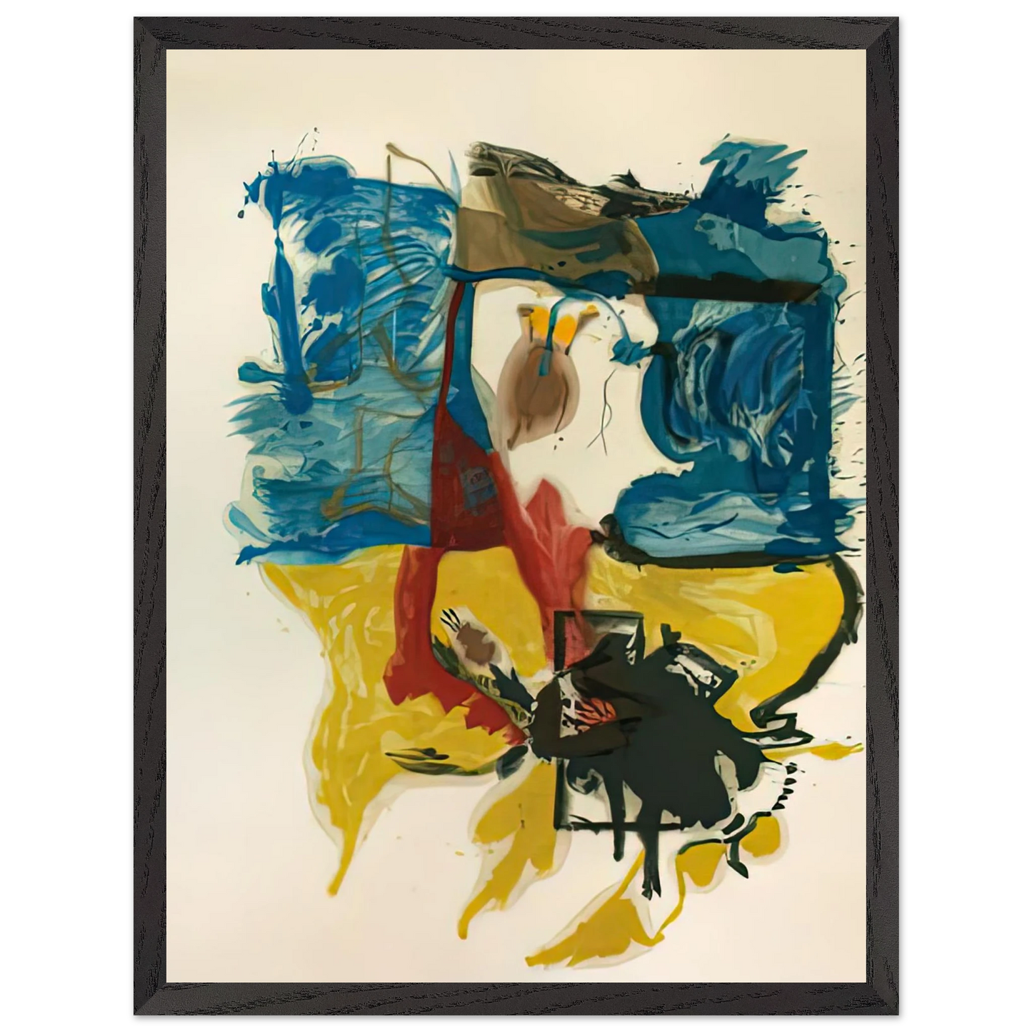 Helen Frankenthaler - Beach Scene, 1961- Wall Art - 60x80 cm / 24x32 inches - Premium Wooden Framed Poster With Fine Art Paper - Black frame
