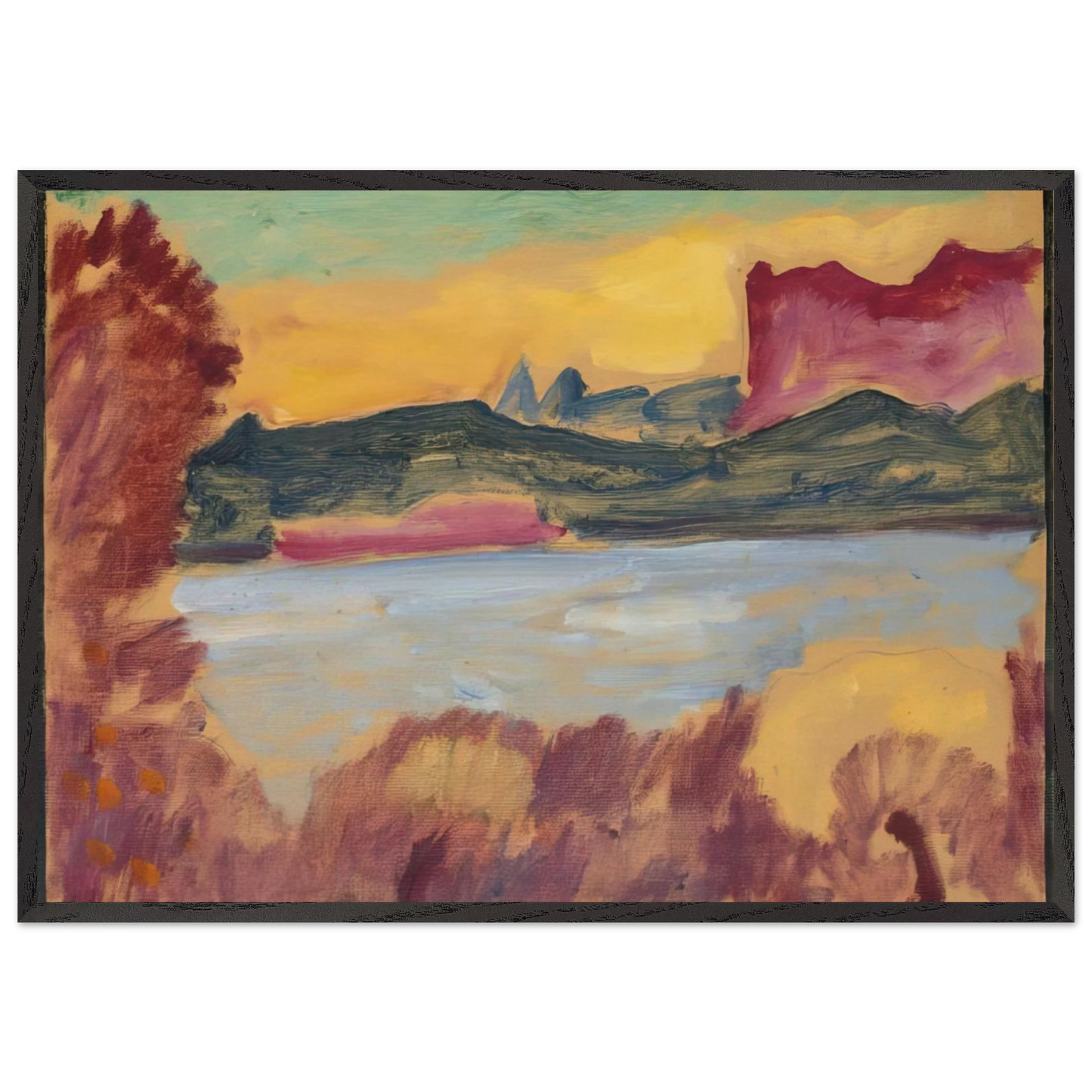 LANDSCHAFT GENFER SEE 1915 - Alexej von Jawlensky 70x100 cm / 28x40 inches Framed Art Print – Black Wooden Frame