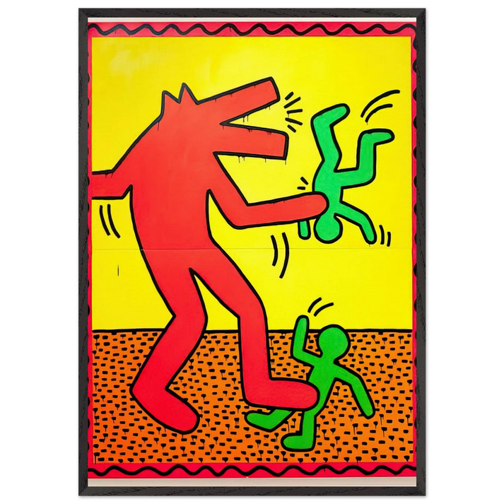 UNTITLED 1982 1 N1 - Keith Haring 70x100 cm / 28x40 inches Framed Art Print – Black Wooden Frame