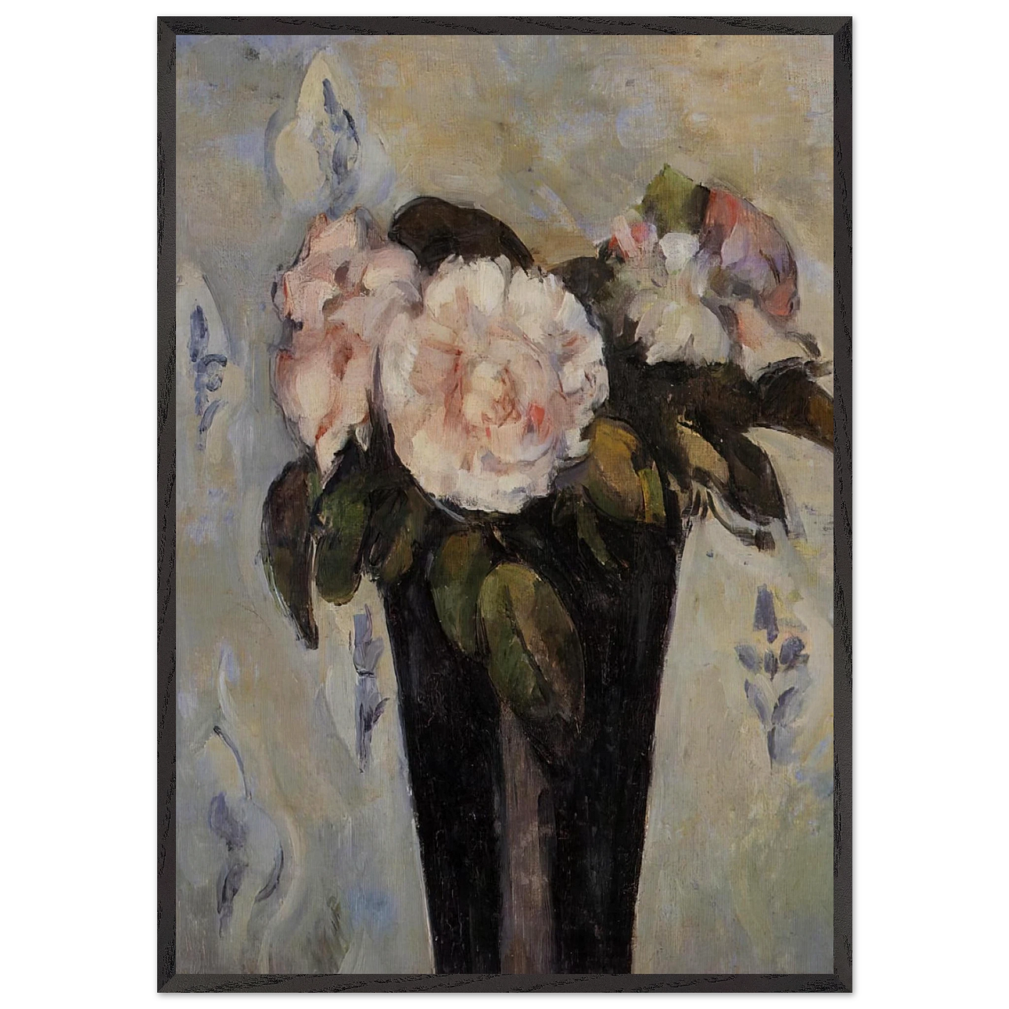Dark Blue Vase - Paul Cezanne 70x100 cm / 28x40 inches Framed Art Print – Black Wooden Frame