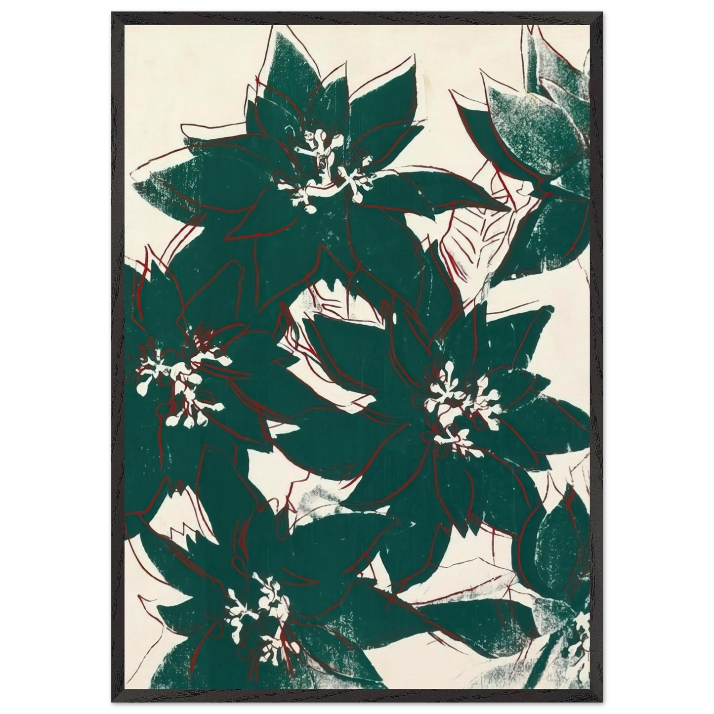Poinsetta - Andy Warhol Framed Art Print – Black Wooden Frame - Default Title - -Framed Art Print
