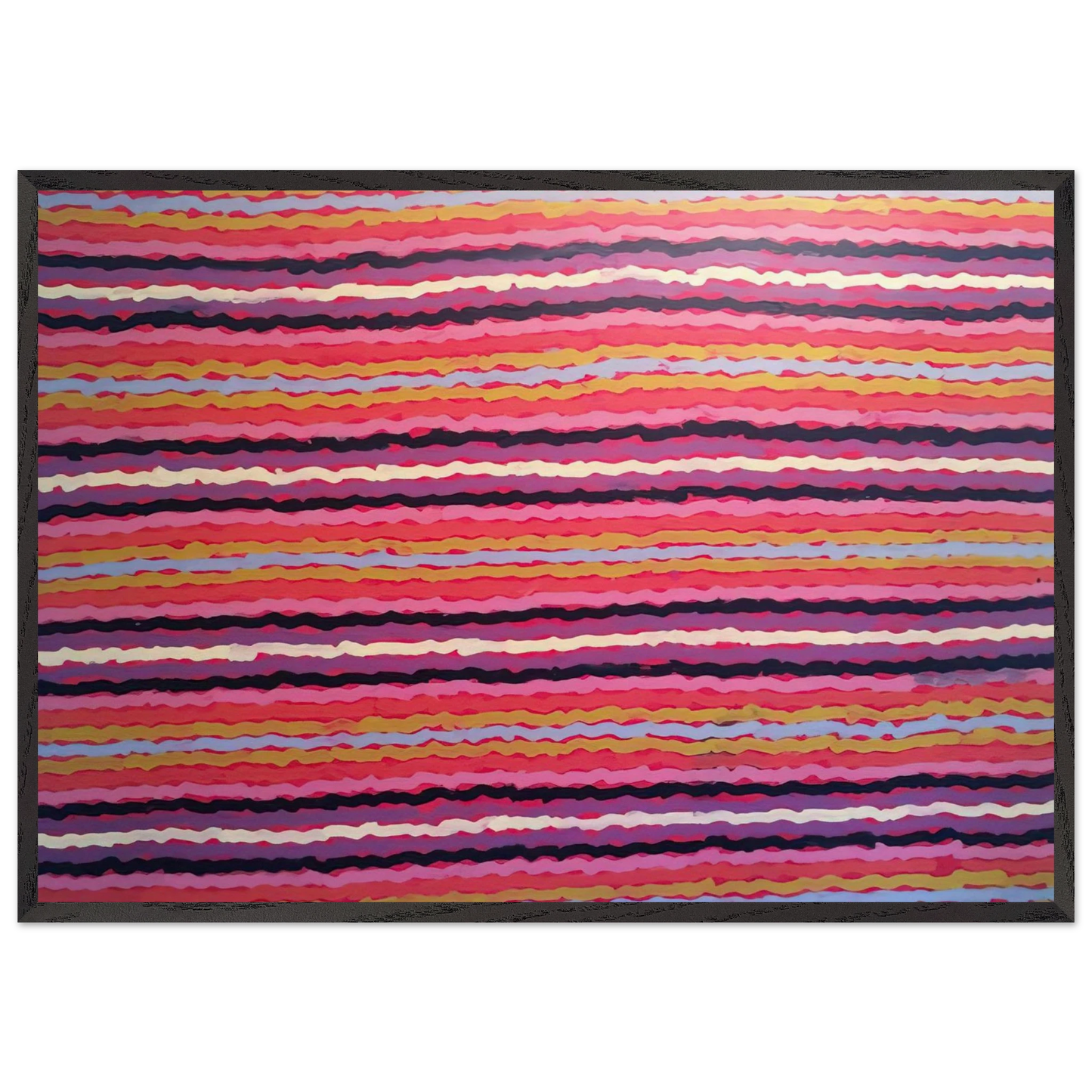 Spear Dreaming South of Naperby - 1995 - Clifford Possum Tjapaltjarri 70x100 cm / 28x40 inches Framed Art Print – Black Wooden Frame