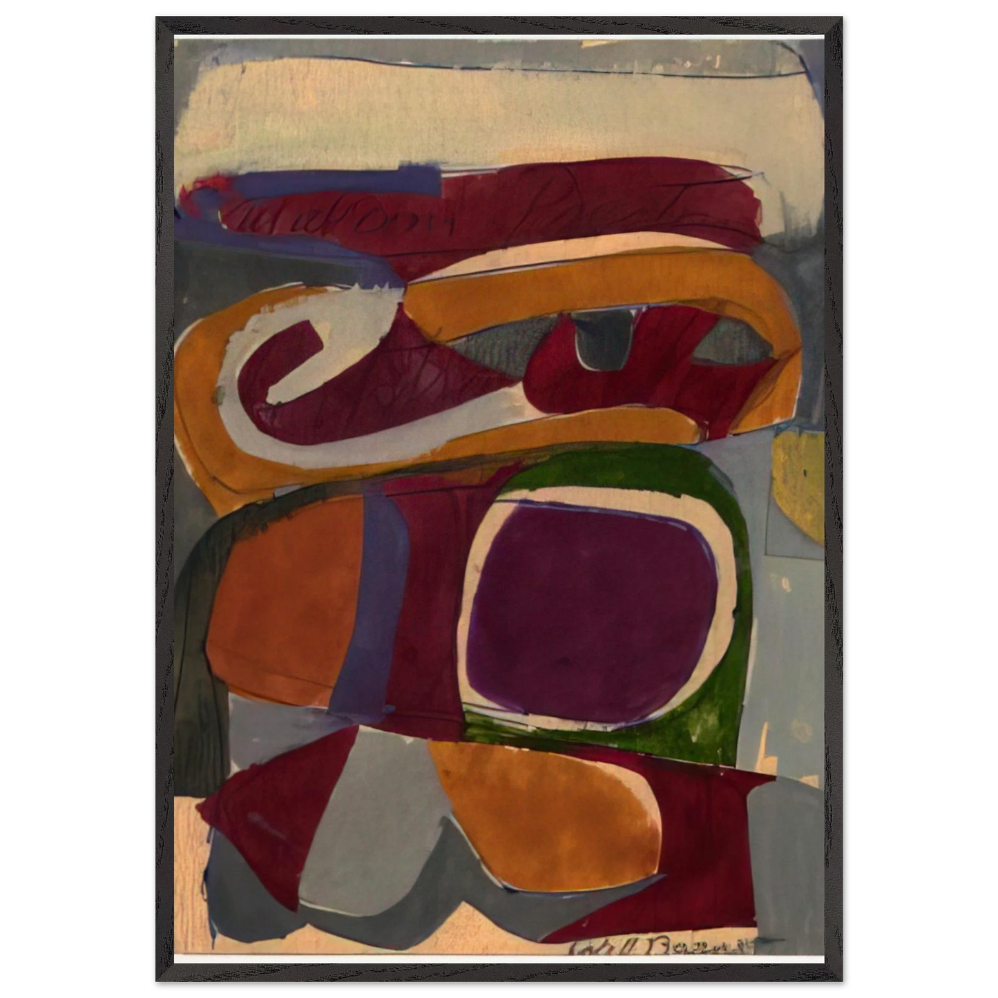 Untitled - c1959 United States - Will Barnet Framed Art Print – Black Wooden Frame - Default Title - -Framed Art Print