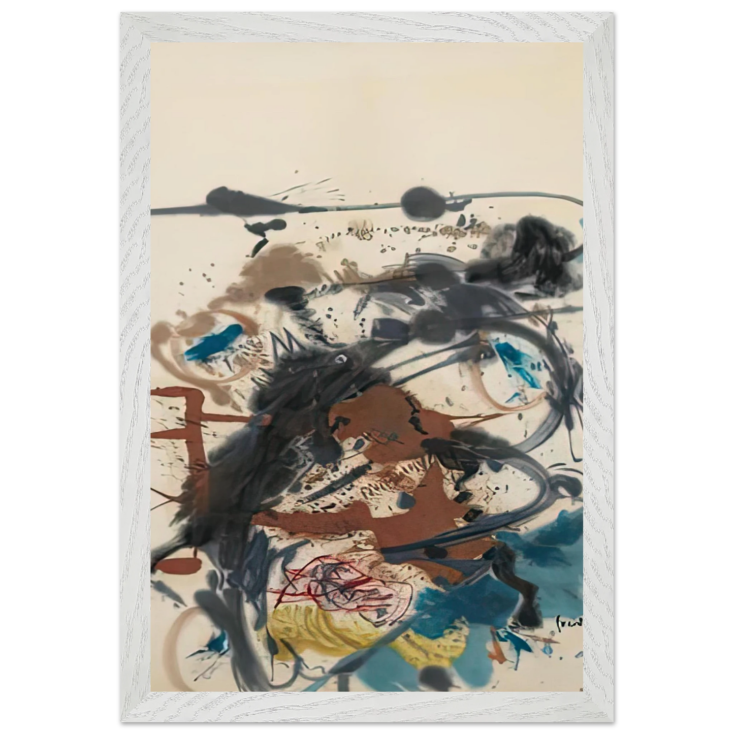 Helen Frankenthaler - Winter Hunt, 1958- Wall Art - 30x40 cm / 12x16 inches - Premium Wooden Framed Poster With Fine Art Paper - Black frame