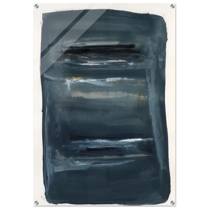 Abstract with Blue and Black - Abstract Expressionism - Larry Zox Acrylic Print - 70x100 cm / 28x40″ inches | Larry Zox Wall Art | Larry Zox Prints